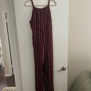 Striped Burgundy Womens Jumpsuit